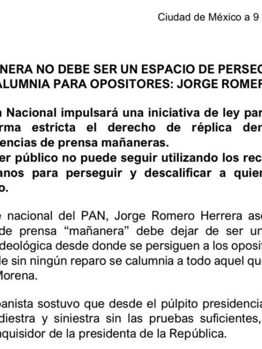 PAN impulsa derecho de réplica en mañaneras de Sheinbaum