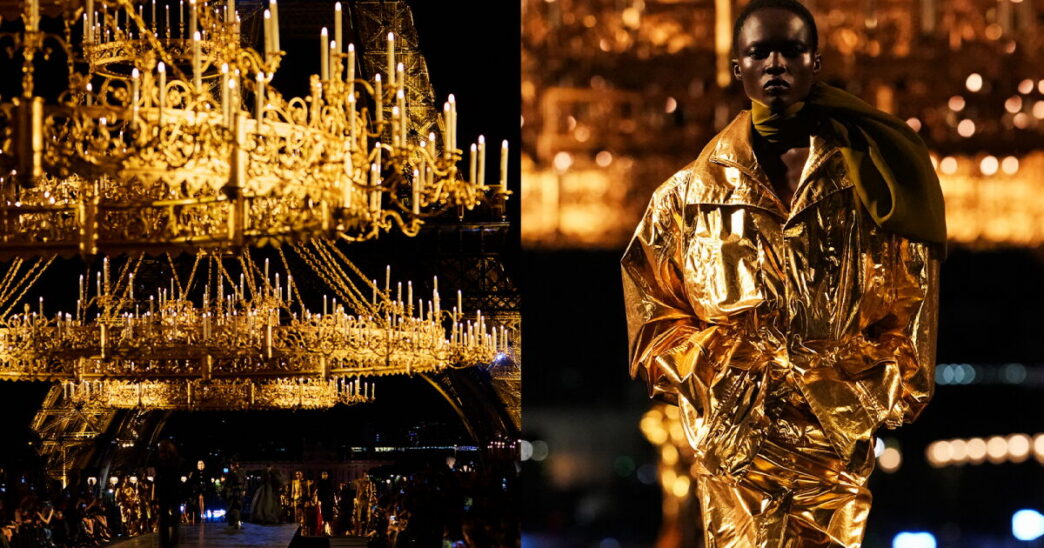 Saint Laurent celebra 10 años de Vaccarello con desfile dorado en París