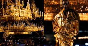 Saint Laurent celebra 10 años de Vaccarello con desfile dorado en París